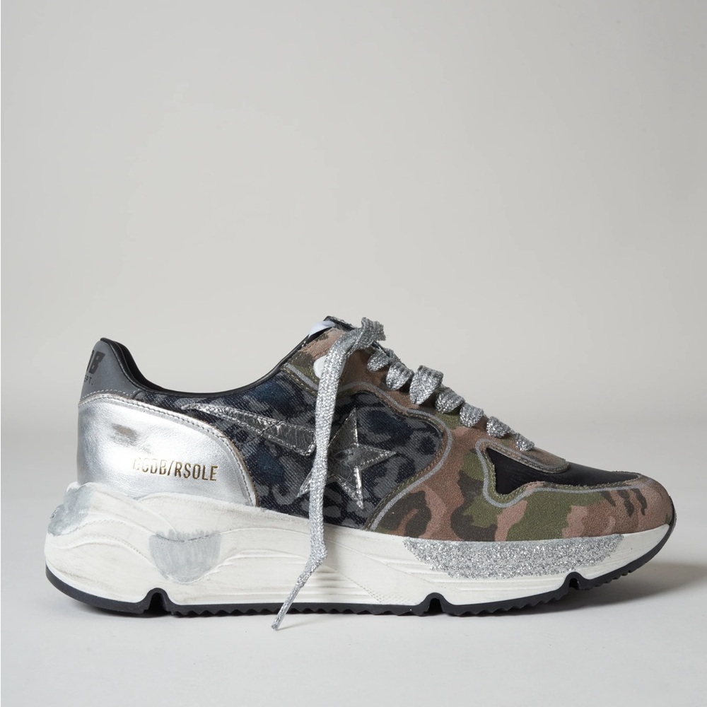 Golden Goose Silver and Gray Athletic Shoes with Streamlined Design